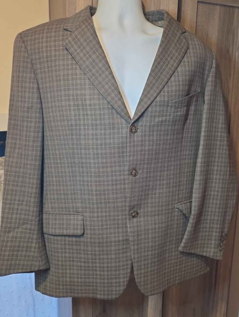 Vintage Joseph Abboud Three-Button Plaid Blazer Sport Coat Suit Jacket